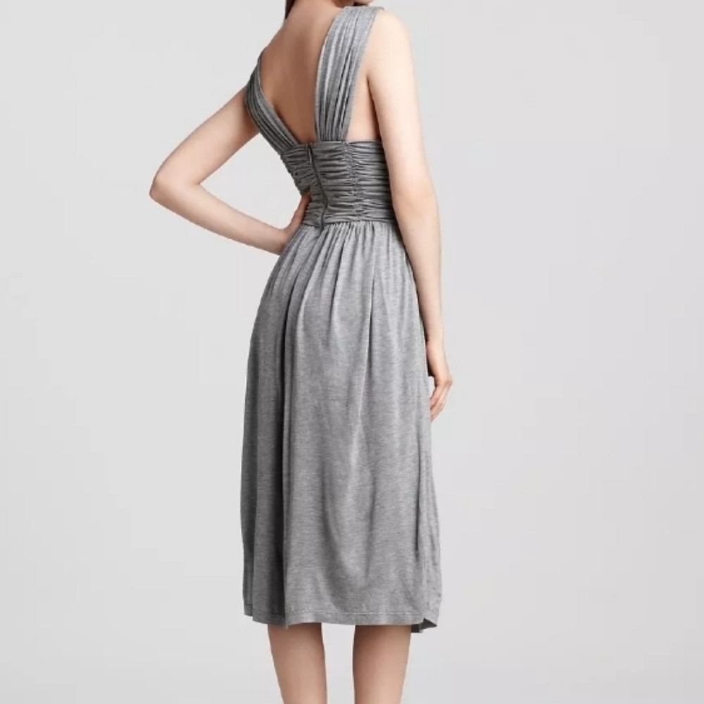 Burberry London Dominika Draped V-neck Jersey Dress Grey Melange
